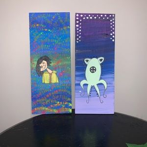 Coralline wooden painting, 3x7 set.